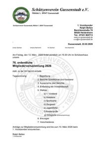 Einladung zur 73. Mitgliederversammlung